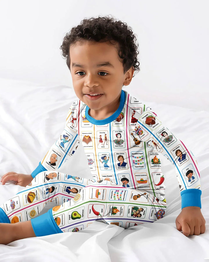Zweiteiliges Langarm-Pyjama-Set mit Sommerfrüchten