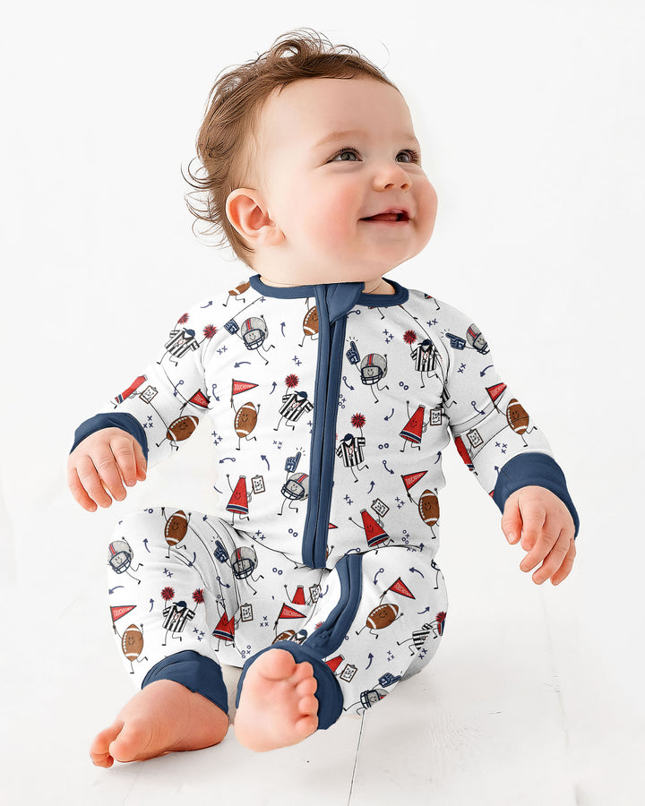 Happy Football Doodles Bamboo Convertible Zippy