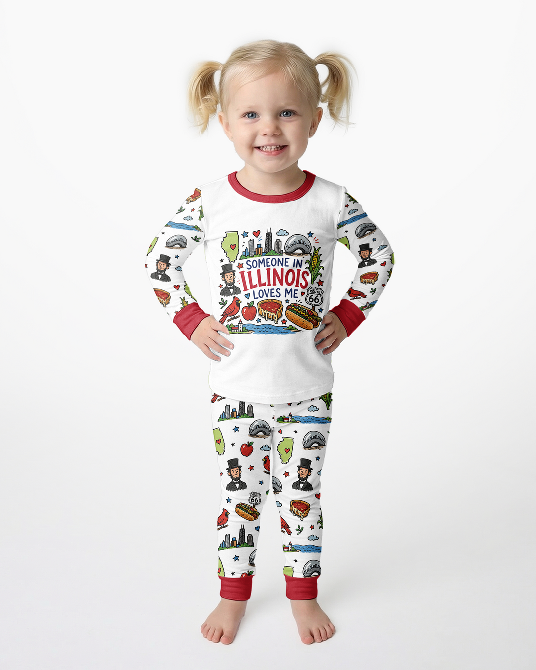 Someone in Illinois Loves Me Bamboo Two Piece Long Sleeve Pajama Set