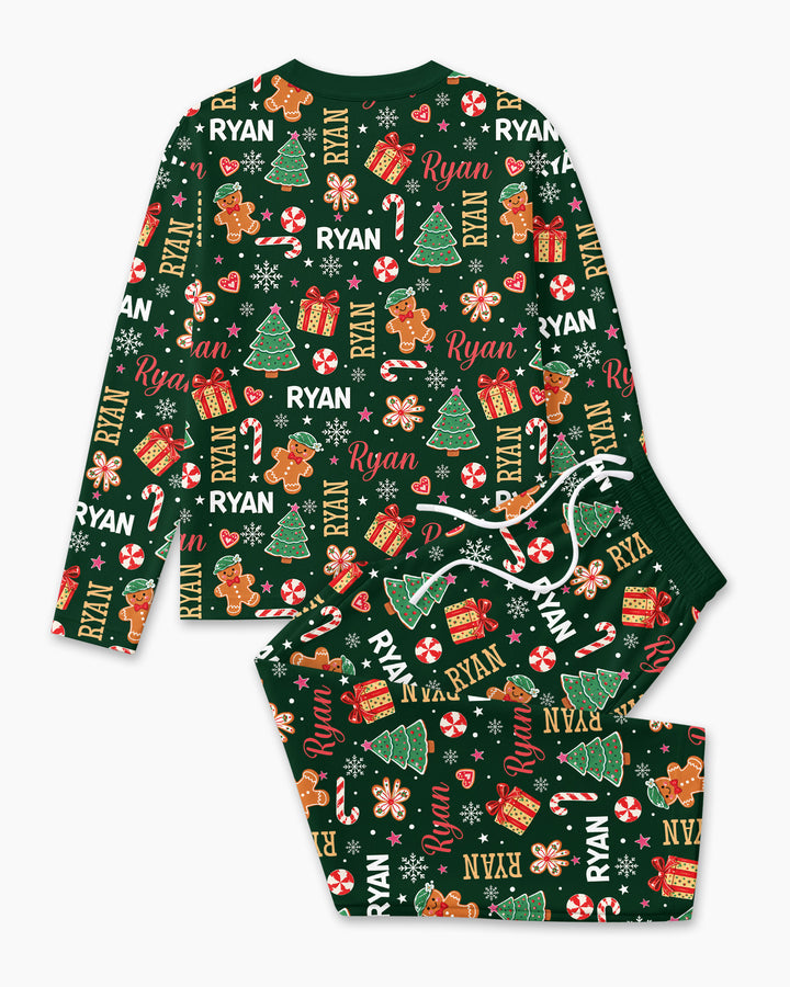Custom Name Christmas Crew Family Matching Bamboo Men's Pajama Set