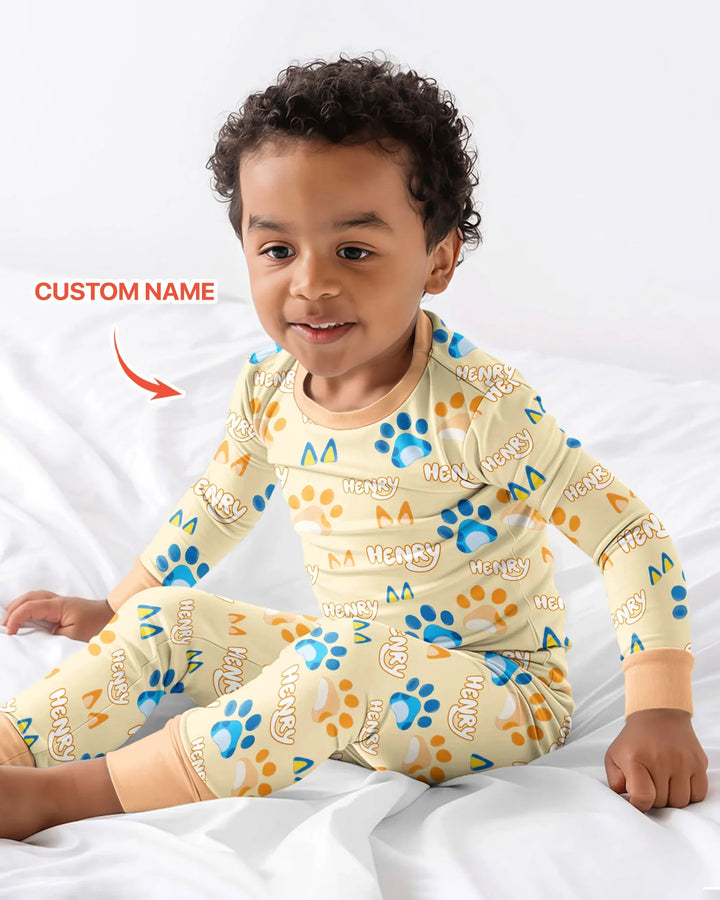 Zweiteiliges Langarm-Pyjama-Set mit Sommerfrüchten