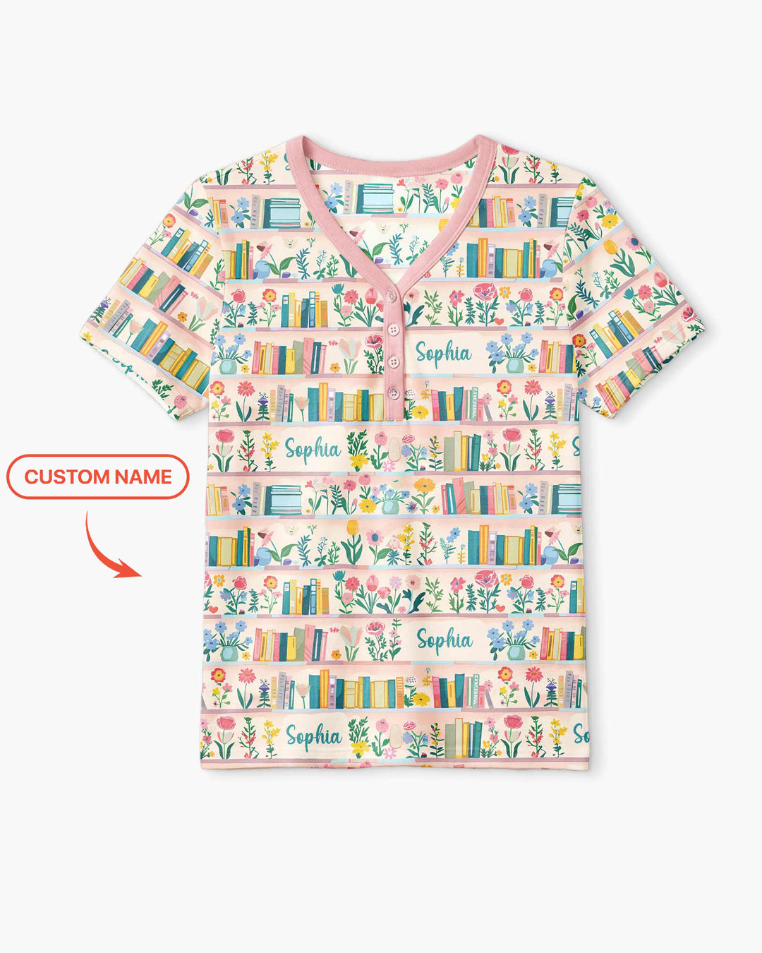 Personalized Book Lover Bamboo Women Short Sleeve Short Pajama Set