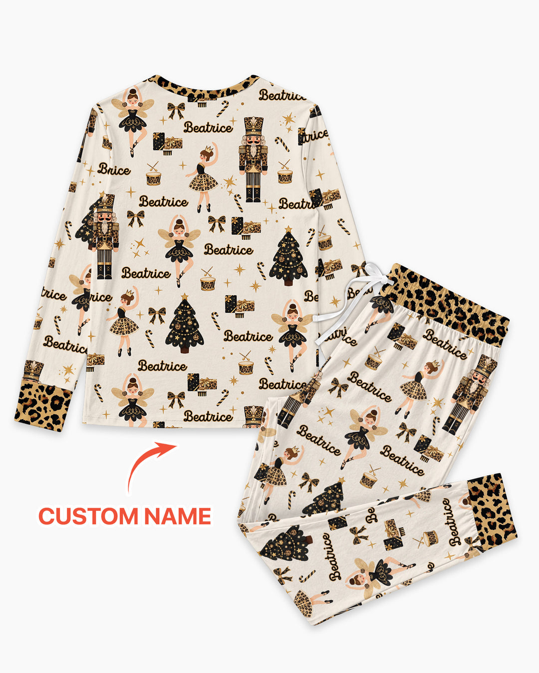 Custom Name Leopard Nutcracker Era Bamboo Women Pajama Set