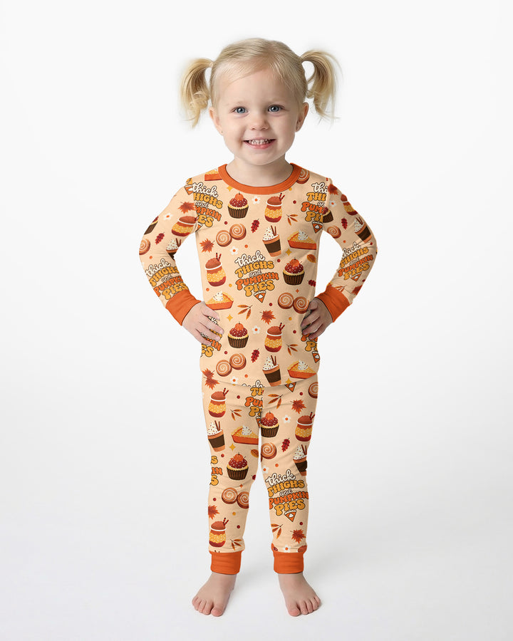 Thick Thighs and Pumpkin Pies Bamboo Two Piece Long Sleeve Pajama Set