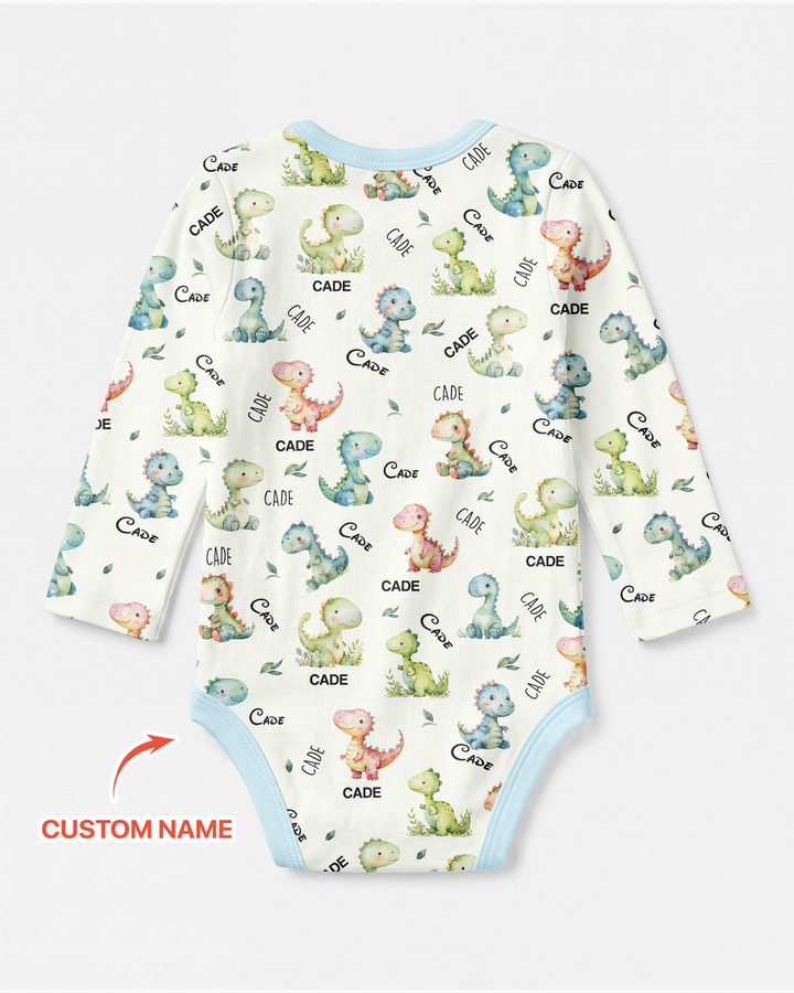 Dinosaur Custom Name Bamboo Bodysuit