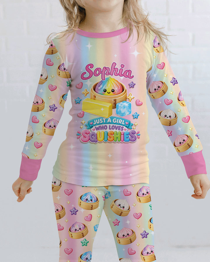 Just A Girl Who Loves Squishy Custom Name Bamboo Two Piece Long Sleeve Pajama Set