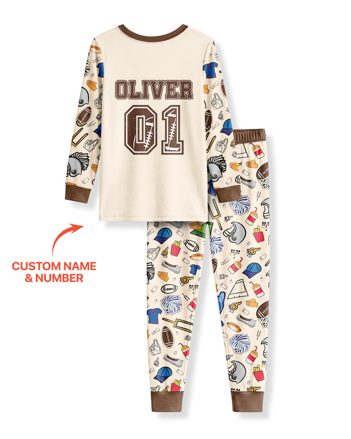 On Sundays We Watch Football With Daddy Family Matching Bamboo Two Piece Long Sleeve Pajama Set