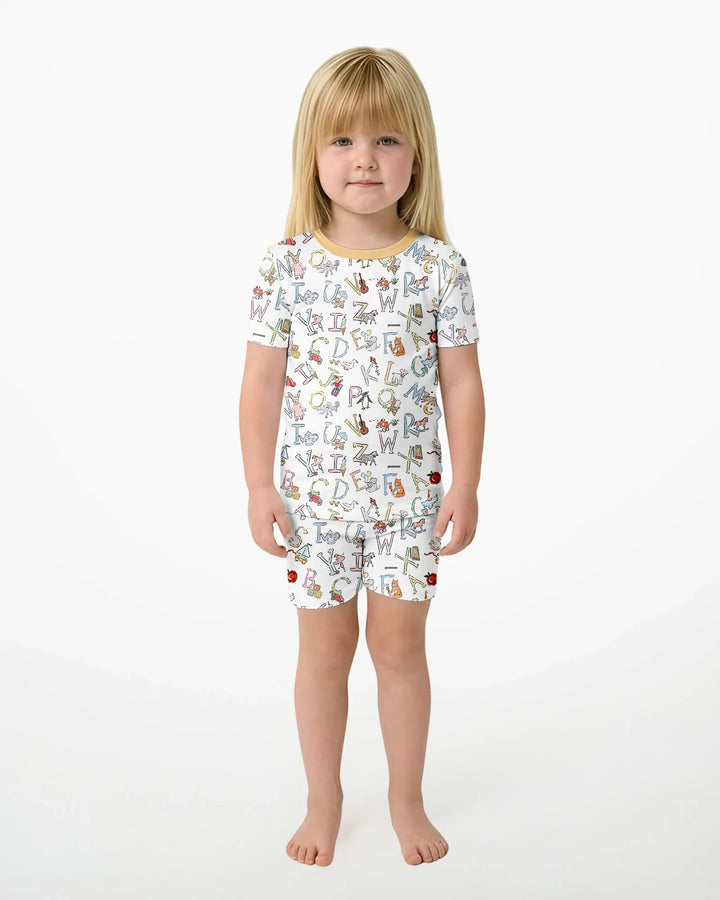 Schlafanzug-Set zweiteilig, kurze Ärmel, kurze Hose, Bambus