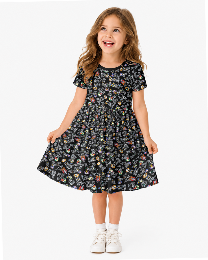 Dia De Los Muertos Doggie Bamboo Twirl Dress