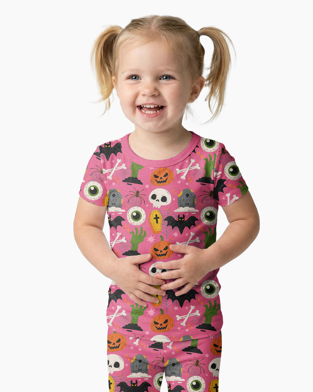 Little Monsters Bamboo Two Piece Short Sleeve Pajama Set For Haloween