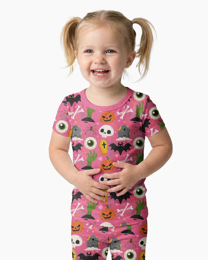 Little Monsters Bamboo Two Piece Short Sleeve Pajama Set For Haloween