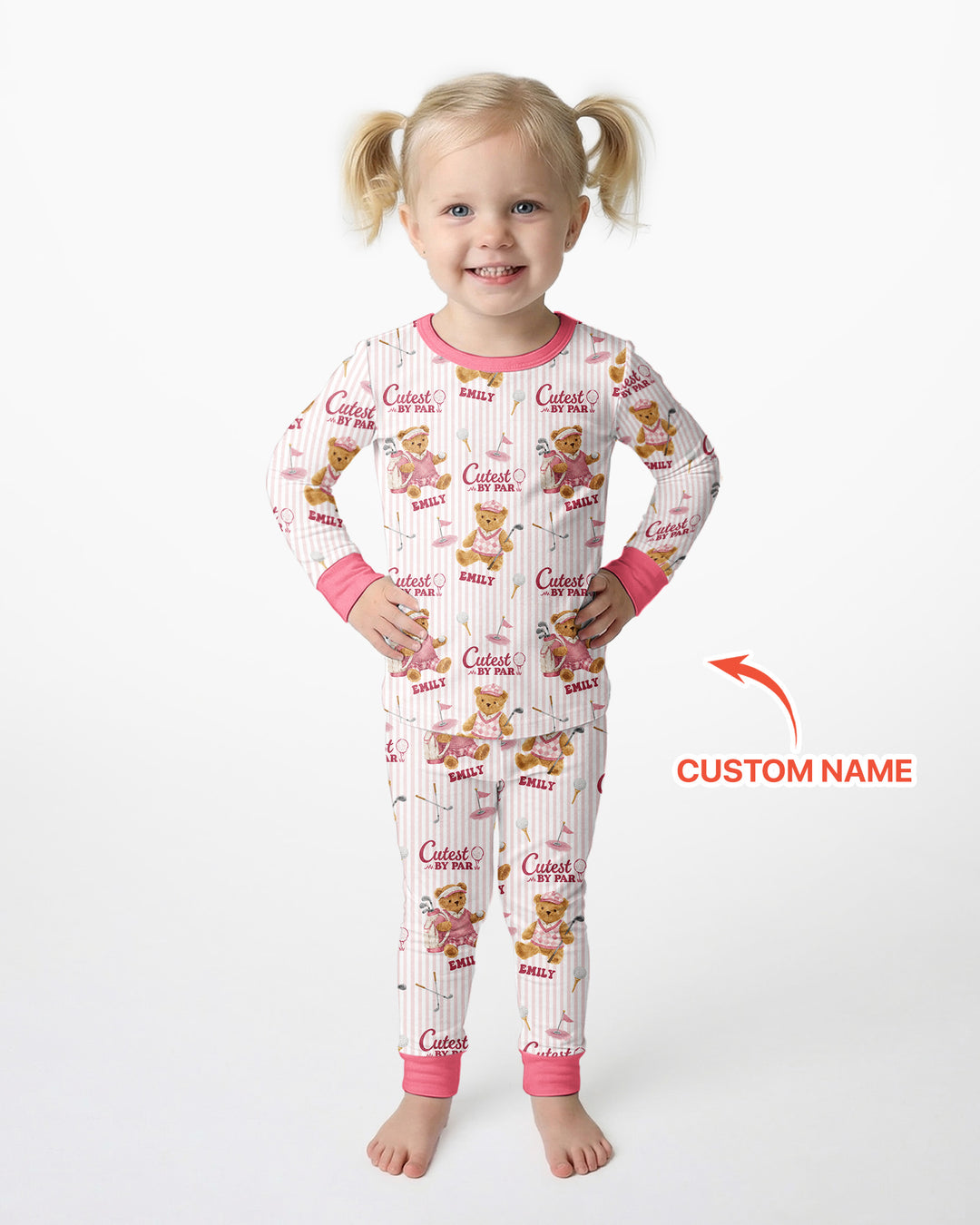 Cutest By Par Custom Name Bamboo Two Piece Long Sleeve Pajama Set
