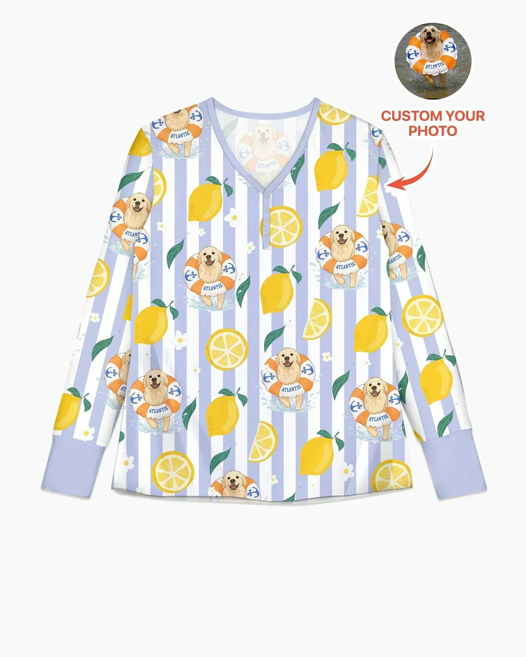 Custom Image Summer Lemon Bamboo Women Pajama Set