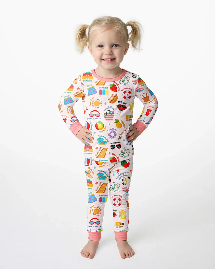 Zweiteiliges Langarm-Pyjama-Set mit Sommerfrüchten