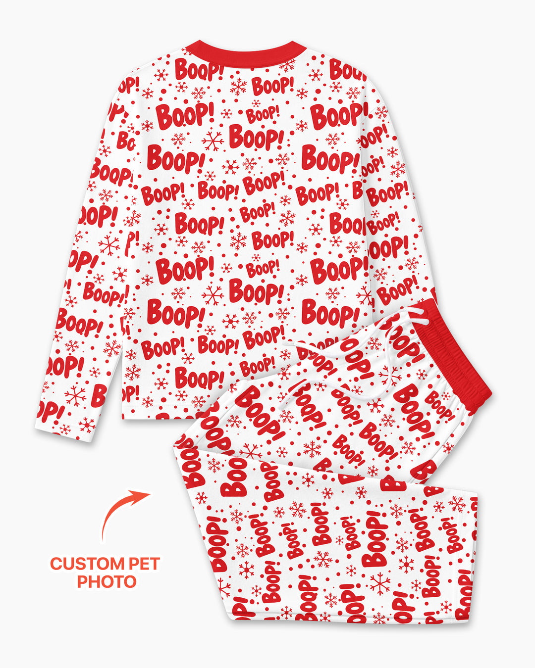 Custom Pet Photo Funny Christmas Boop Bamboo Men's Pajama Set