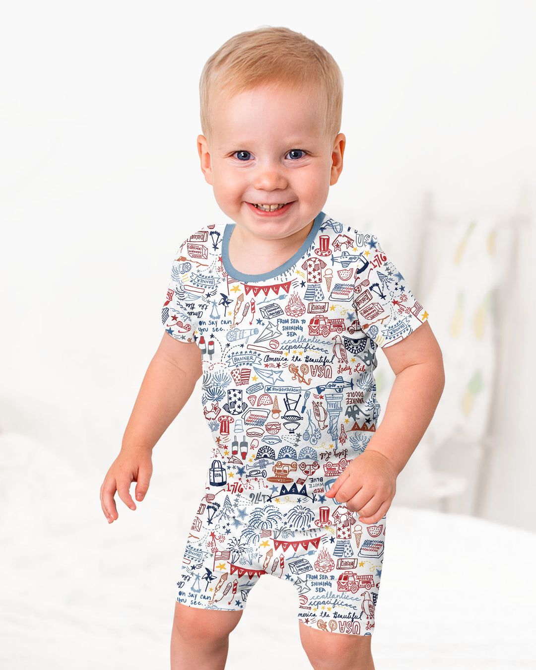 Schlafanzug-Set zweiteilig, kurze Ärmel, kurze Hose, Bambus