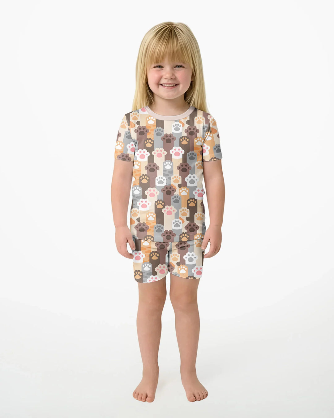 Template Zweiteiliges Pyjama-Set mit kurzen Ärmeln und Shorts