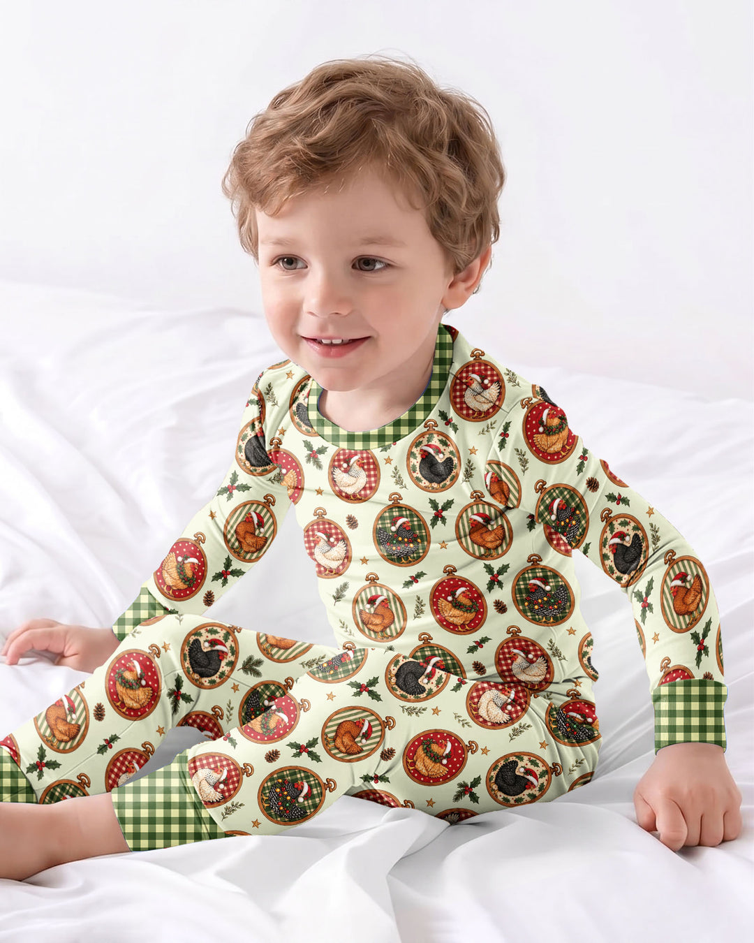 Chicken Merry Clucking Christmas Bamboo Two Piece Long Sleeve Pajama Set