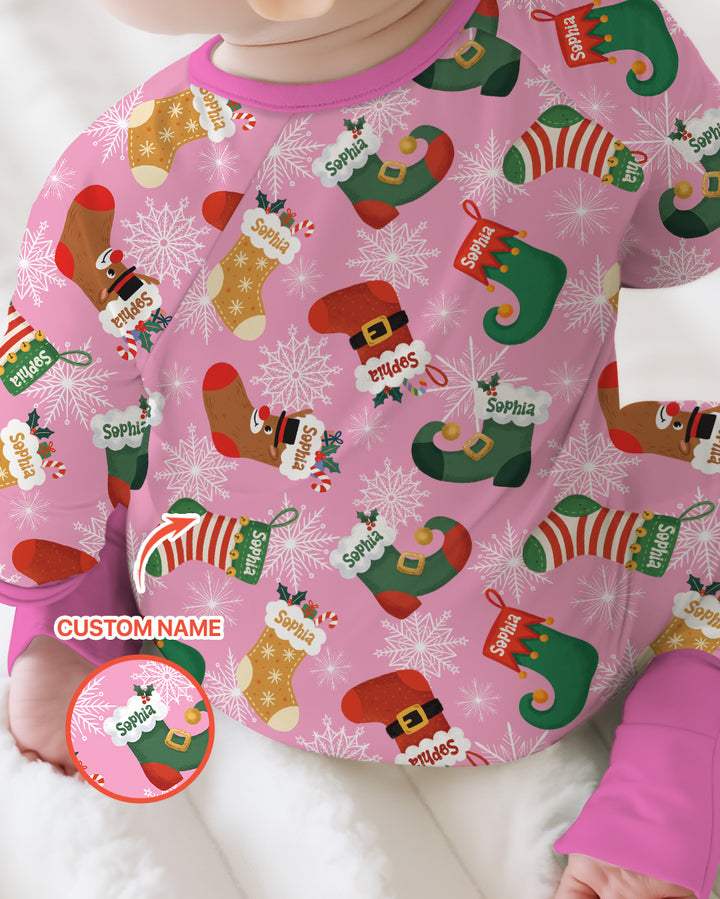 Personalize Christmas Crew Family Matching  Bamboo Convertible Zippy