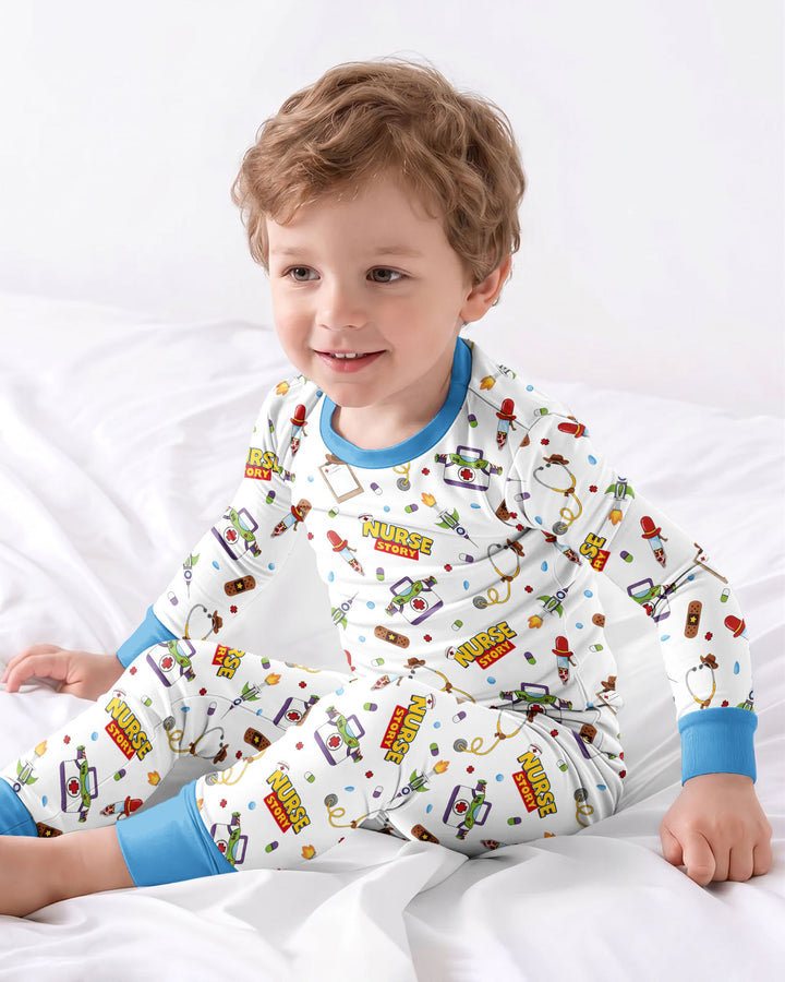 Zweiteiliges Langarm-Pyjama-Set mit Sommerfrüchten
