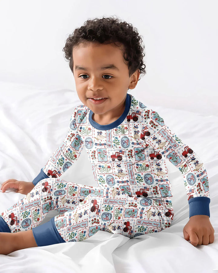 Zweiteiliges Langarm-Pyjama-Set mit Sommerfrüchten