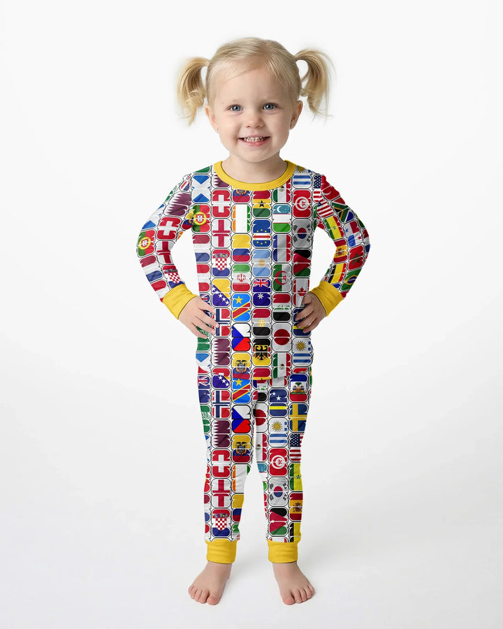 Zweiteiliges Langarm-Pyjama-Set mit Sommerfrüchten