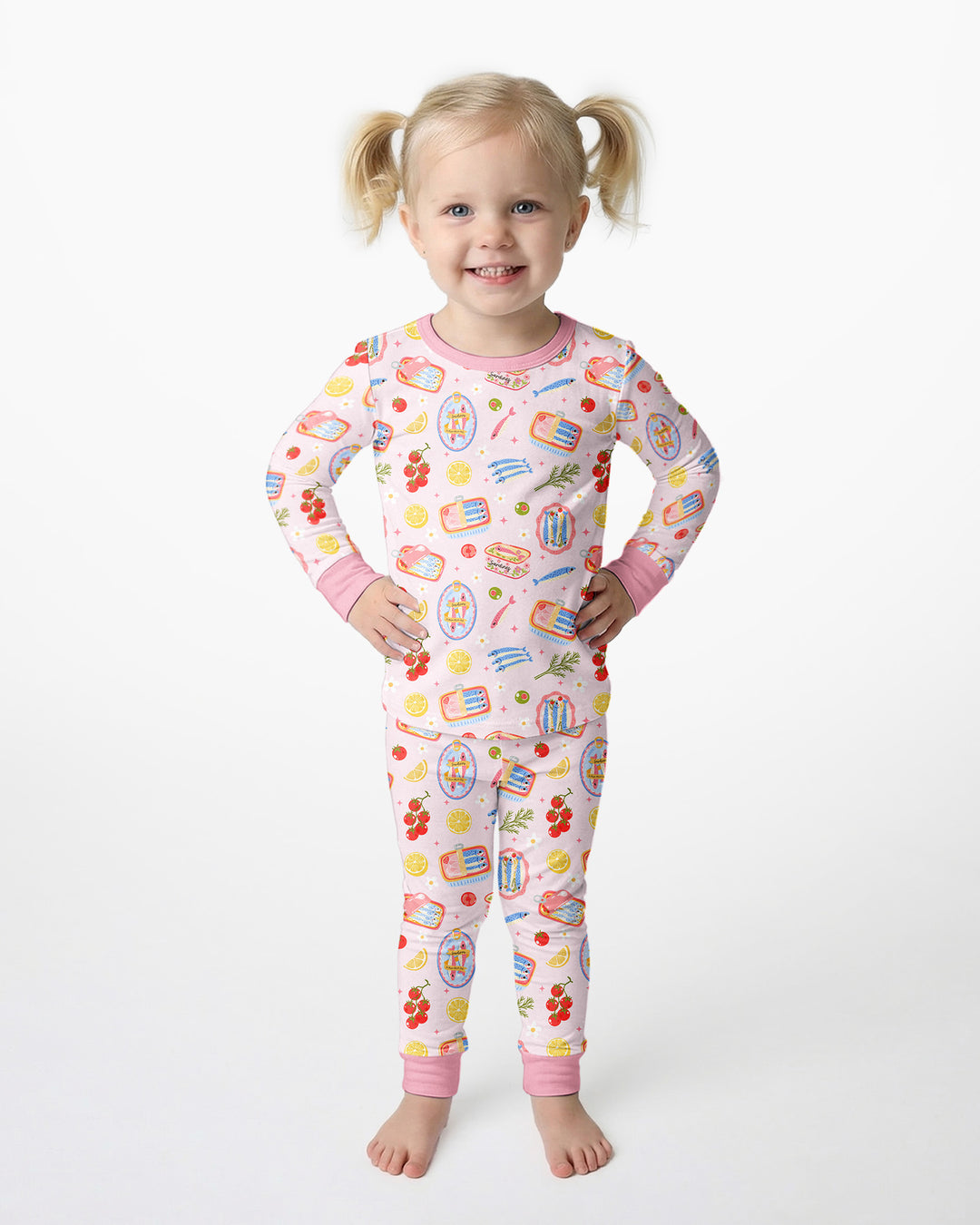 Zweiteiliges Langarm-Pyjama-Set mit Sommerfrüchten