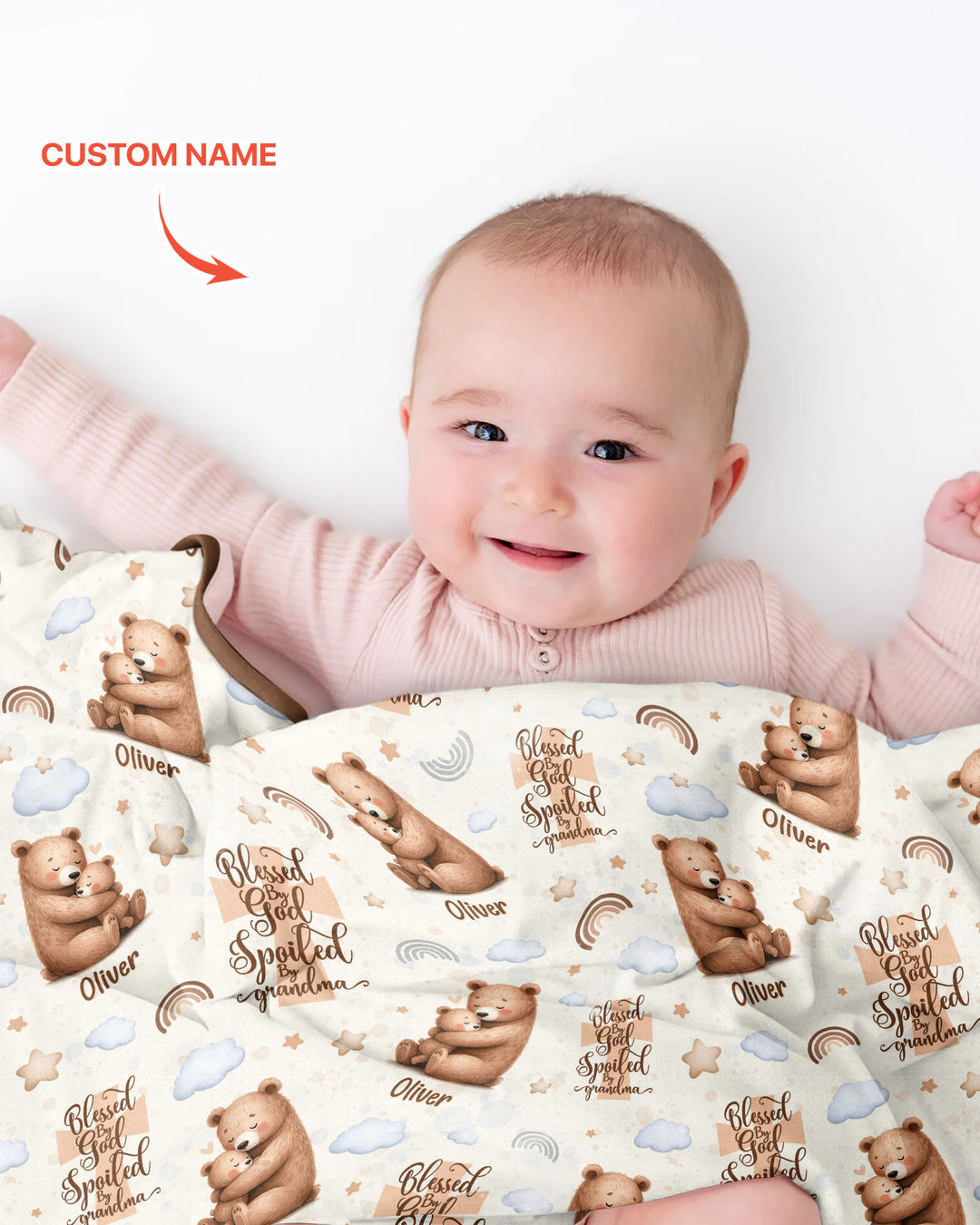 Custom Name Blessed By God Spoiled By Grandma Bamboo Blanket