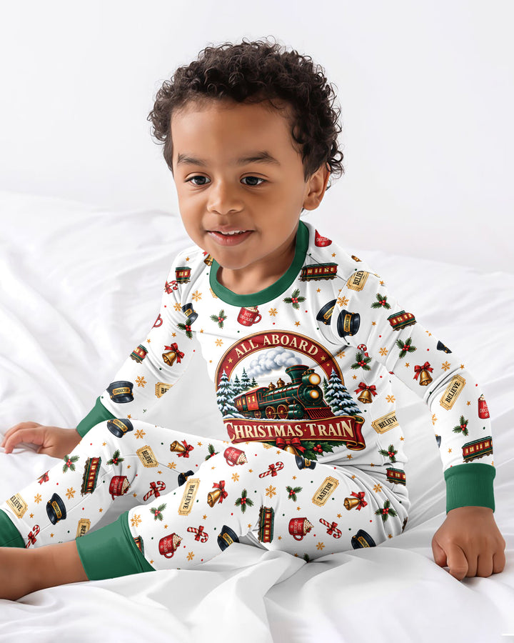 All Aboard Christmas Express Bamboo Two Piece Long Sleeve Pajama Set