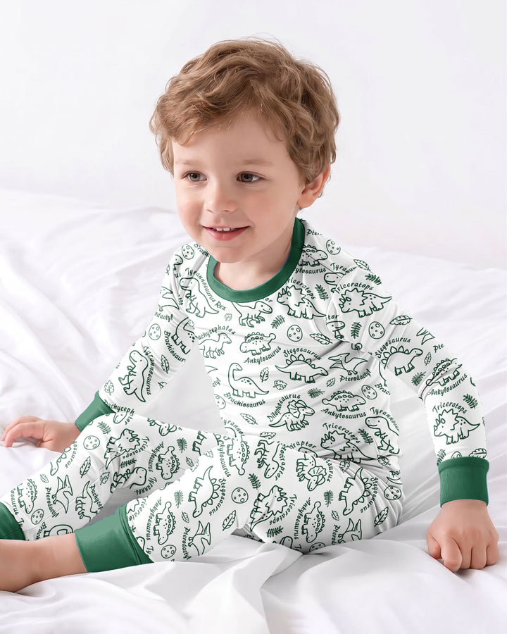 Dinosaur Park Bamboo Two Piece Long Sleeve Pajama Set