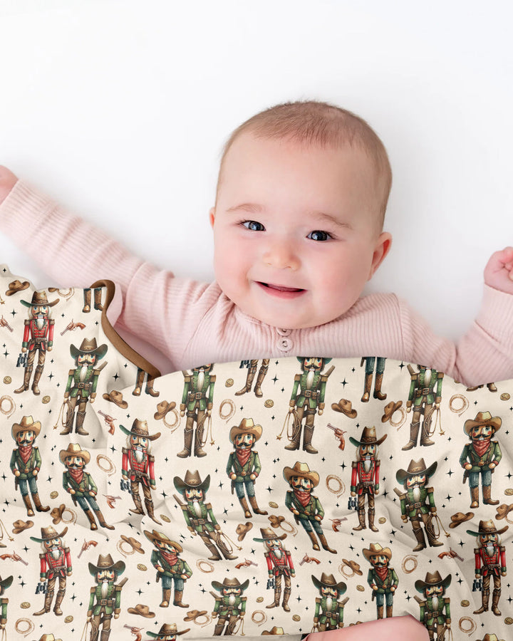 Western Christmas Cowboy Nutcracker Bamboo Blanket