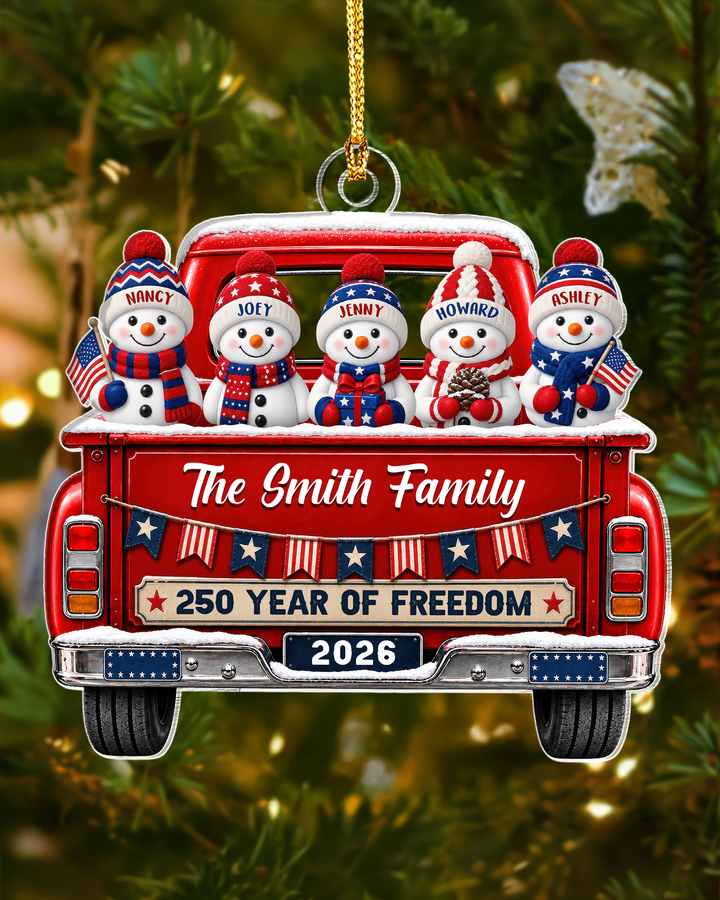 Patriotic Family 250th Anniversary USA- Personalized Acrylic Ornament