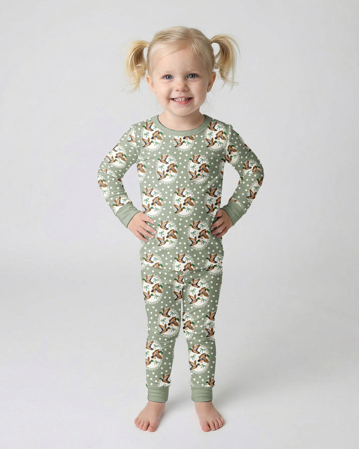 Dapper Ducks & Bows Bamboo Two Piece Long Sleeve Pajama Set