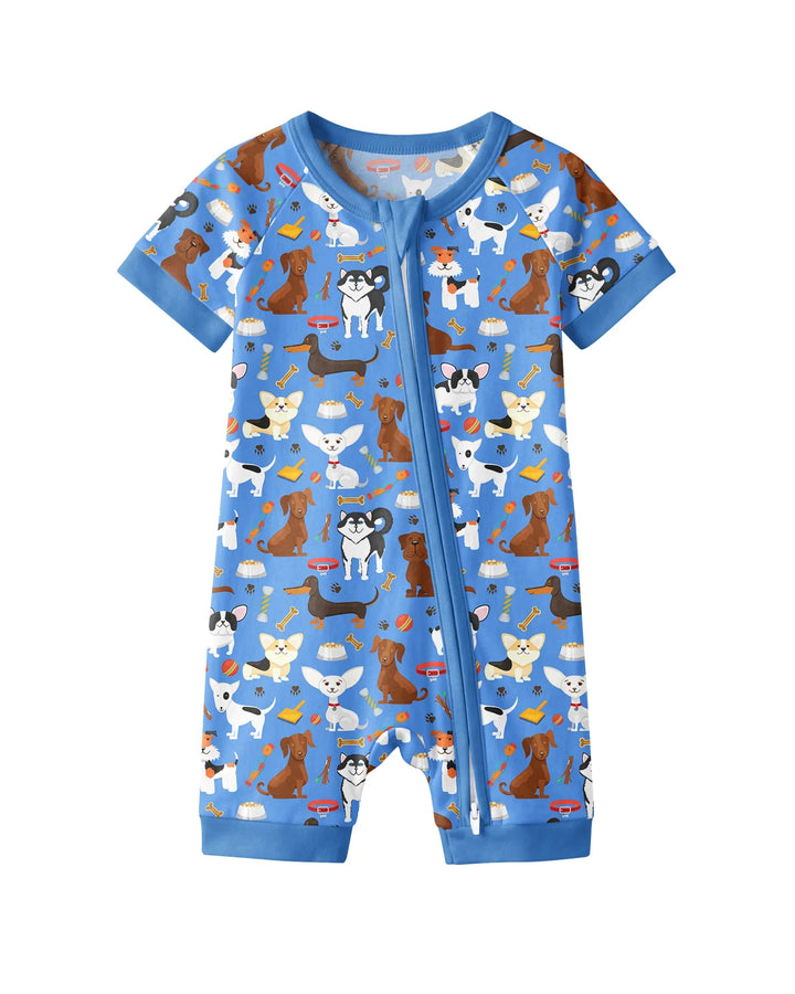 Dapper Dogs Bamboo Shorty Zippered Romper