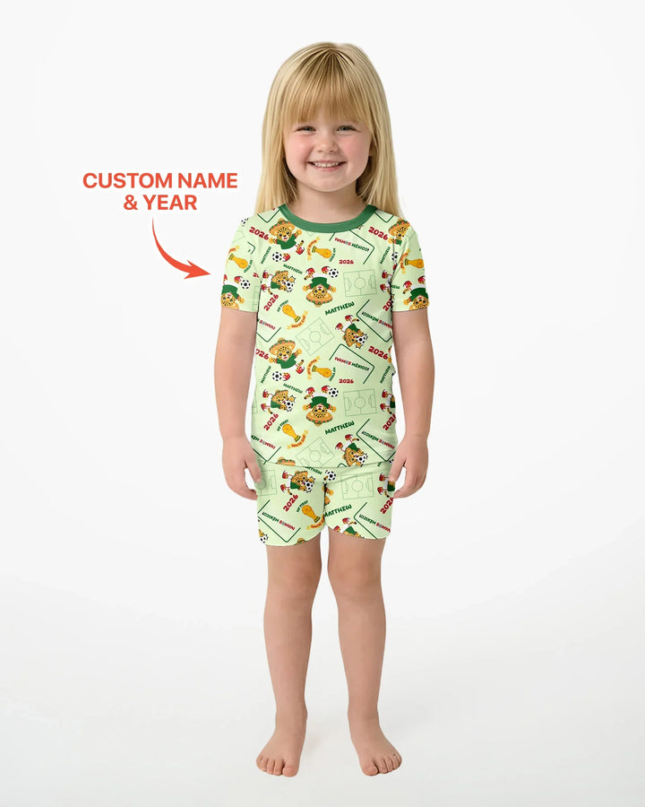 Zweiteiliges Pyjama-Set mit kurzen Ärmeln und Shorts im Sommer-Design
