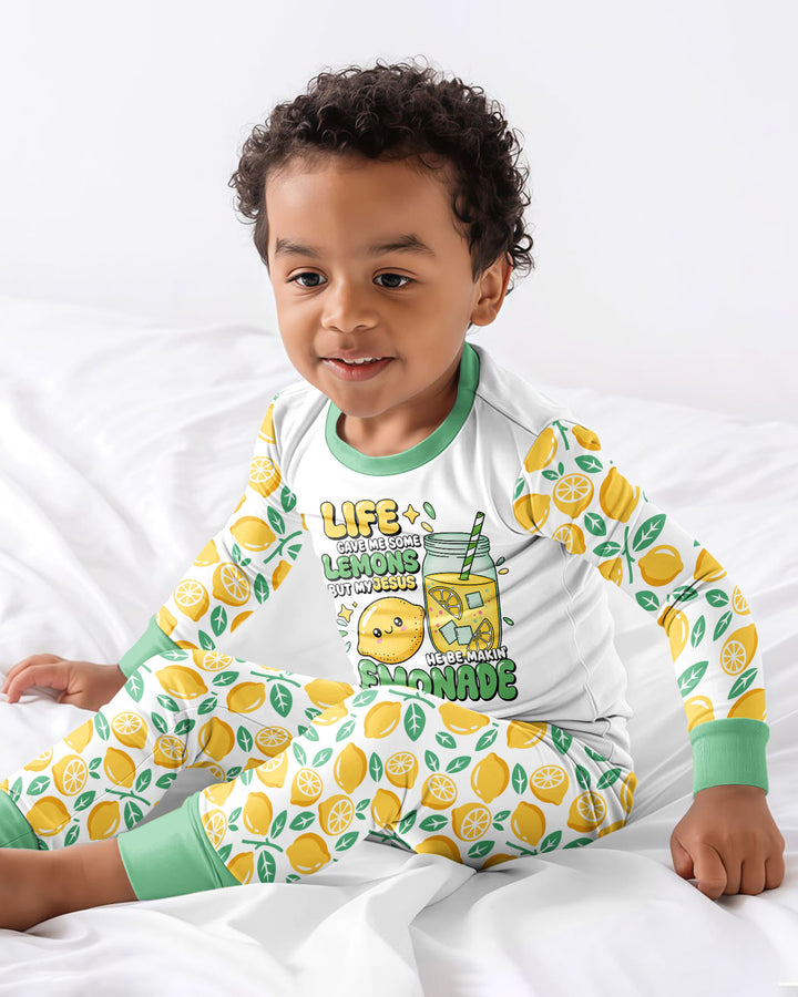 Inspired Life Gave Me Lemons Bamboo Two Piece Long Sleeve Pajama Set