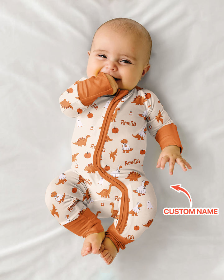 Custom Name Spooky Dinosaur Halloween - Personalized Bamboo Convertible Zippy