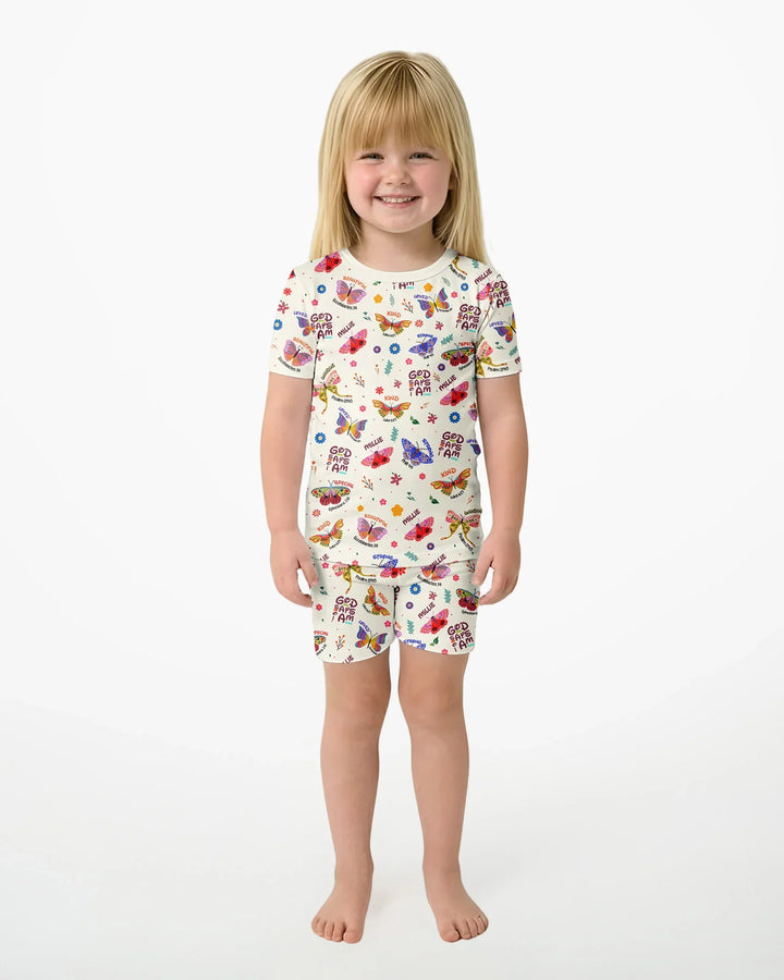 Zweiteiliges Pyjama-Set mit kurzen Ärmeln und Shorts im Sommer-Design