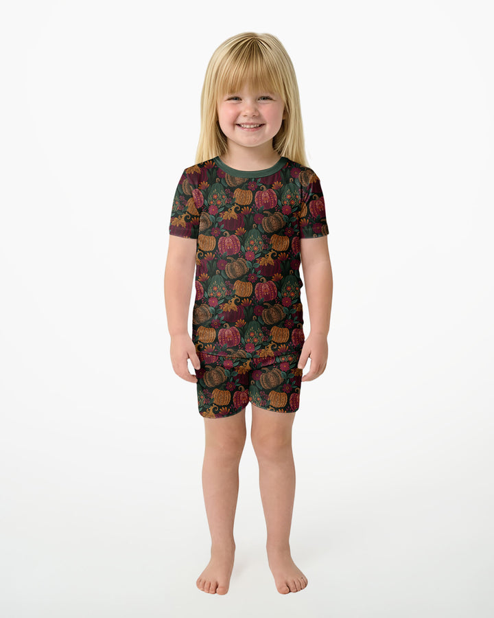 Velvet Pumpkins Bamboo Two Piece Short Sleeve Shorts Pajama Set