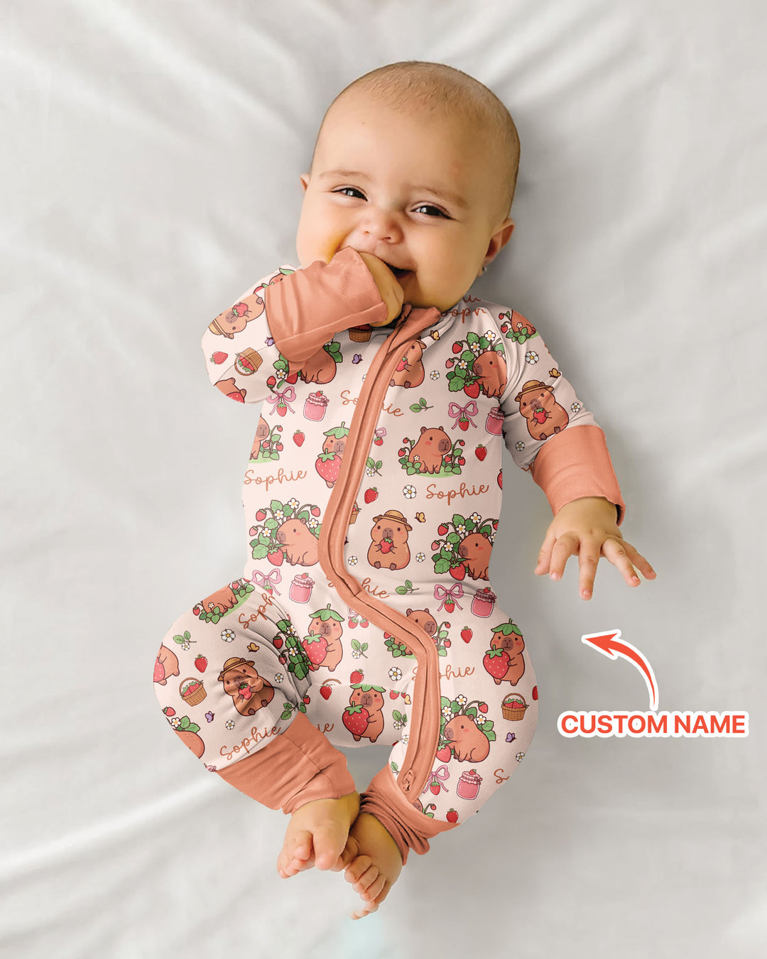Custom Name Capybara Strawberry Bamboo Convertible Zippy