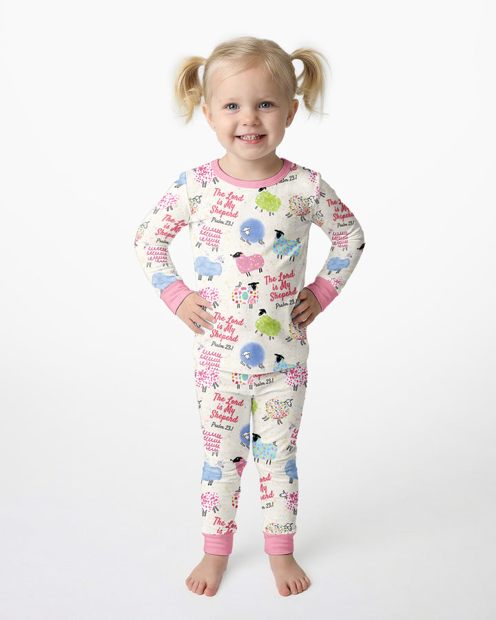 The Lord Is My Shepherd Psalm 23 Bamboo Two Piece Long Sleeve Pajama Set