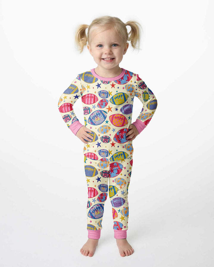 Football Season Bamboo Two Piece Long Sleeve Pajama Set