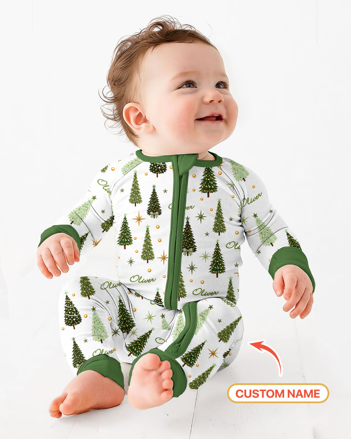 Custom Name Merry Christmas Tree Bamboo Convertible Zippy