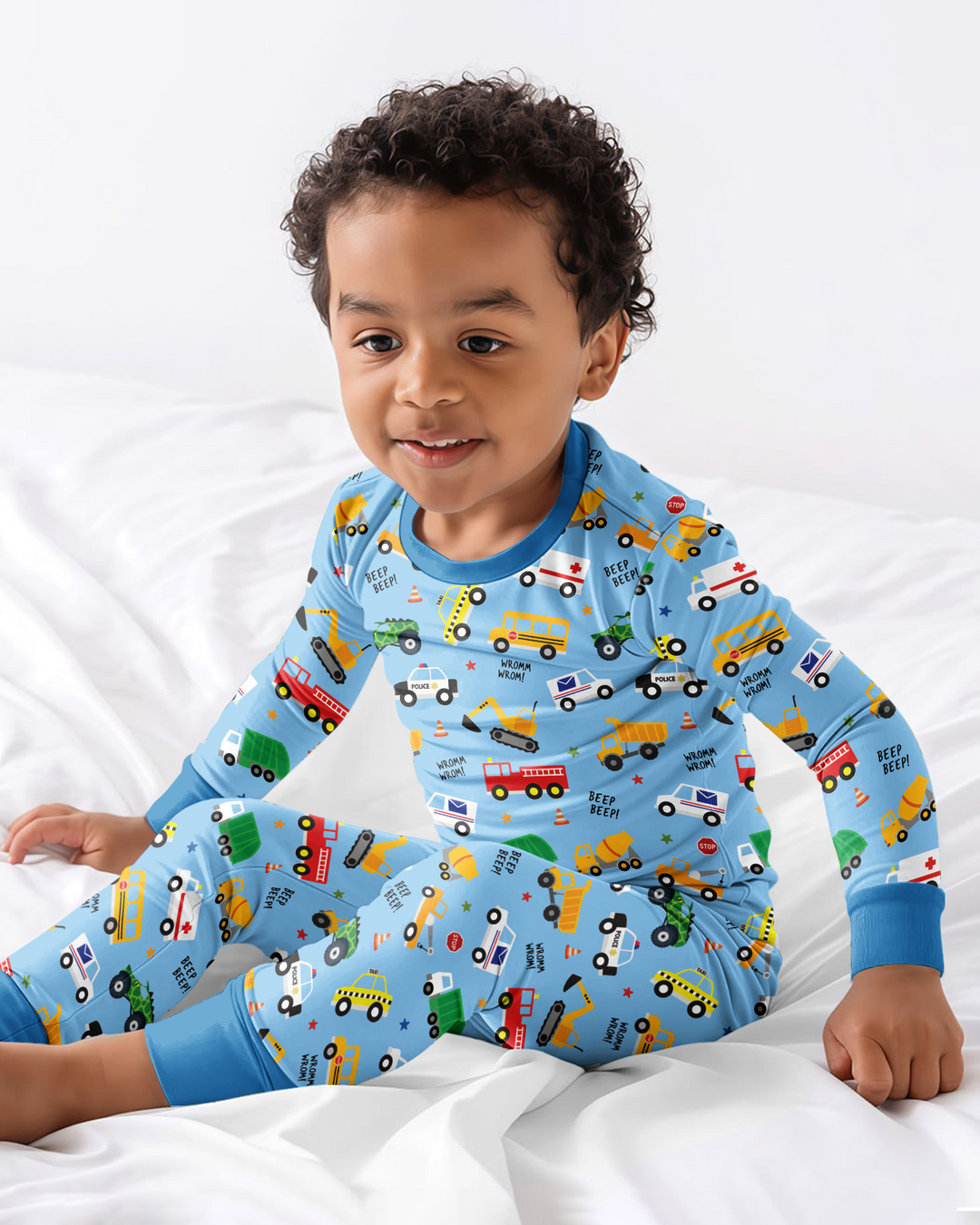 Lots Of Trucks Bamboo Two Piece Long Sleeve Pajama Set
