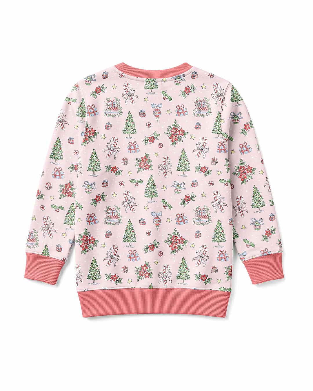 Watercolor Pink Christmas Holidays Christmas Tree Gifts Candy Cane Bamboo Crewneck Sweatshirt