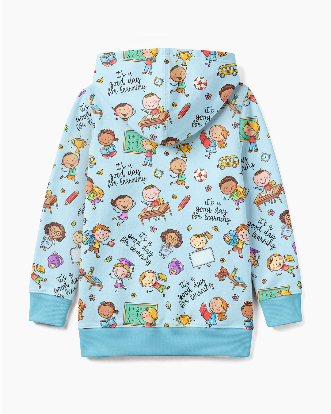 Kapuzenpullover aus Bambus mit hebräischem Alphabet und Reißverschluss
