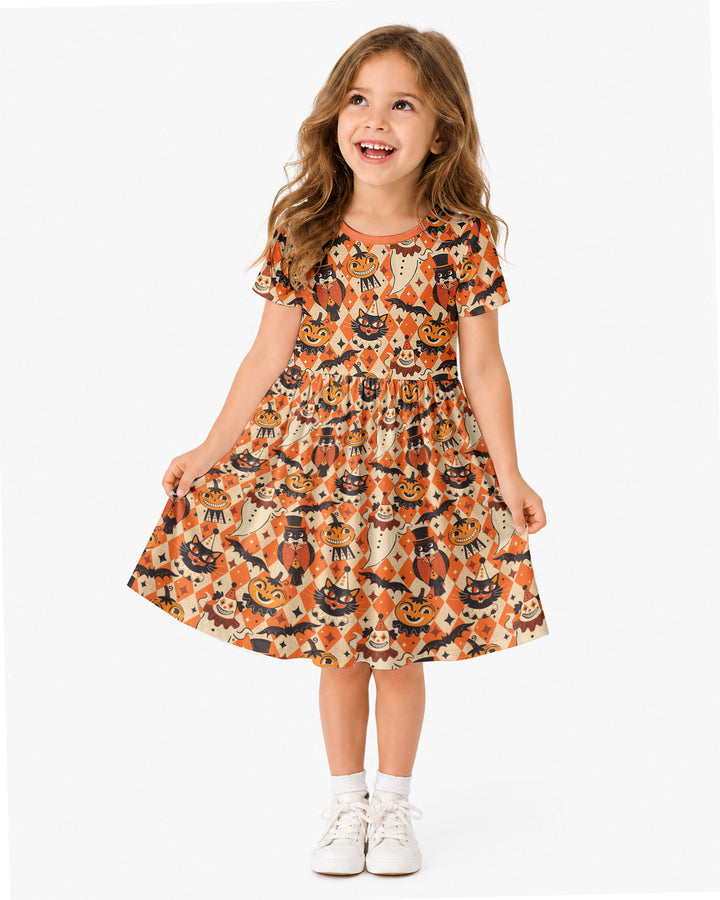 Vintage Halloween Carnival Bamboo Twirl Dress