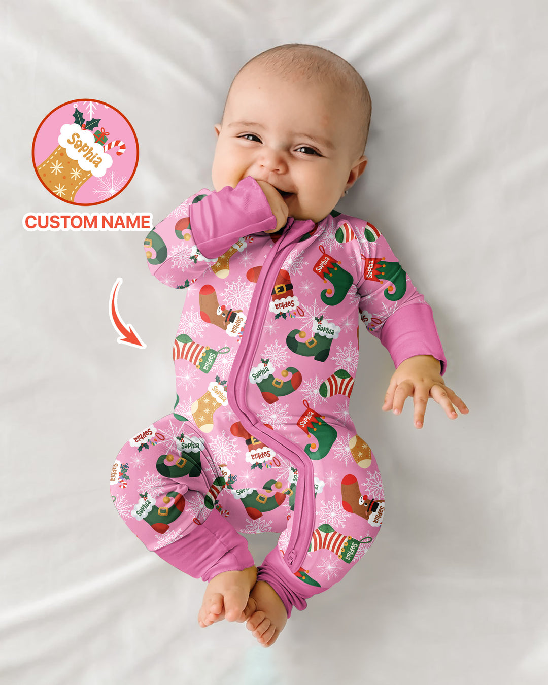 Personalize Christmas Crew Family Matching  Bamboo Convertible Zippy