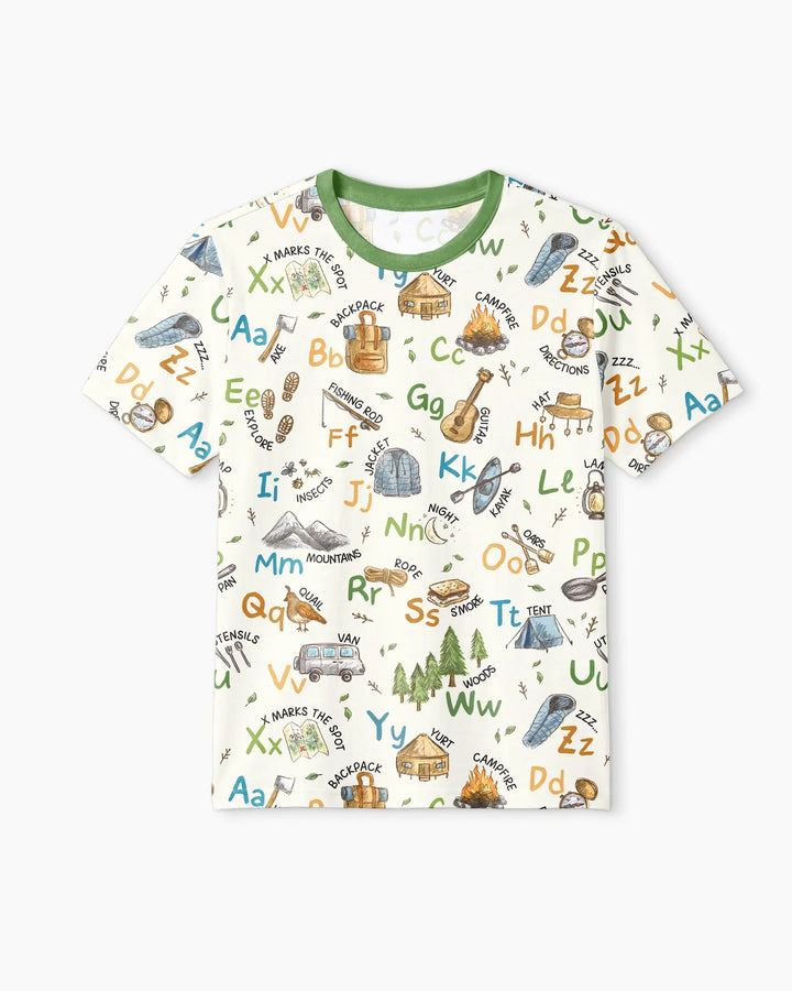 Adventure Alphabet ABCs Summer Camp Bamboo Men Short Sleeve Short Pajama Set