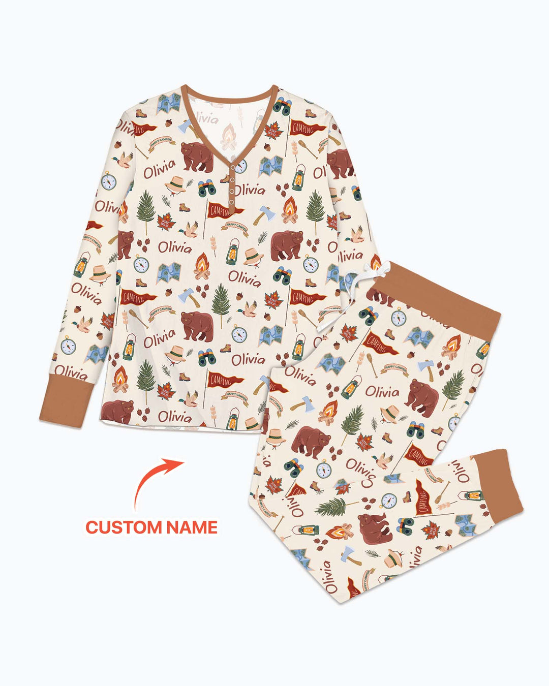 Custom Name Adventure Outdoors Bamboo Women Pajama Set